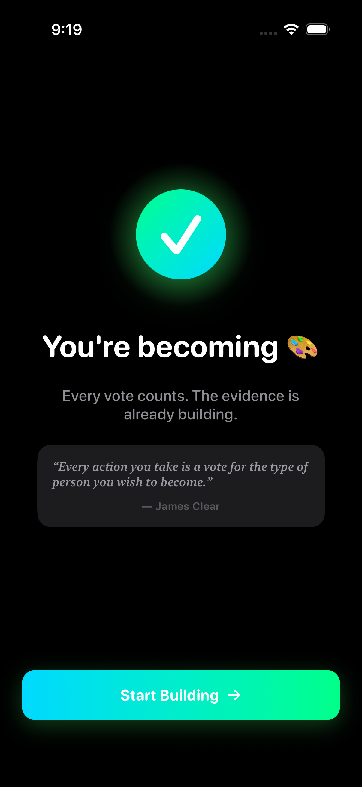Onboarding completion — You're becoming, every vote counts